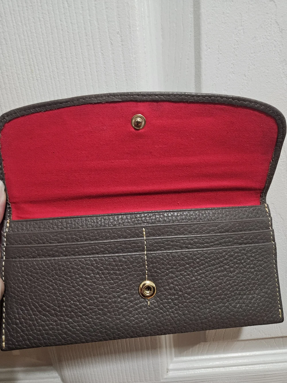 Dooney & Bourke Pebbled Leather Continental Wallet in Gray